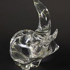 Vintage Signed Steuben Clear Crystal Figural Trumpeting Elephant