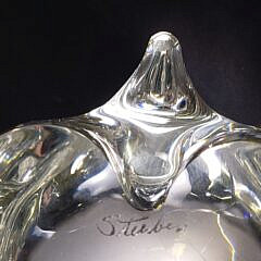 Vintage Signed Steuben Clear Crystal Figural Trumpeting Elephant
