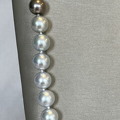 Fine 11.3mm x 11.9mm White South Sea and Black Ombre Tahitian Pearl Opera Length Necklace, 14k White Gold and Diamond Clasp