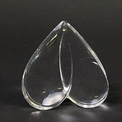 Signed Steuben Clear Crystal Loving Heart Paperweight