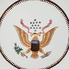 Pair of Export Style Federal Eagle and Shield Porcelain Dinner Plates, 20th century