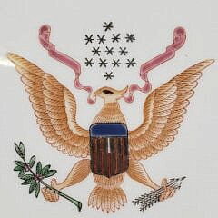 Pair of Export Style Federal Eagle and Shield Porcelain Dinner Plates, 20th century