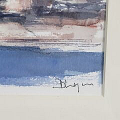 David Lazarus Watercolor on Paper “Brant Point Lighthouse, Nantucket”, Painting