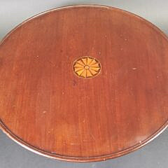 Rare Antique Satinwood Fan Inlaid Dish Top Lazy Susan, 19th century