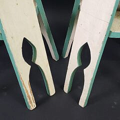 Pair of Antique Green and White Painted Arts and Crafts Stools, 20th century