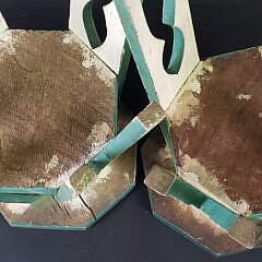 Pair of Antique Green and White Painted Arts and Crafts Stools, 20th century