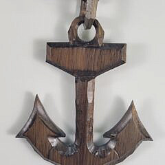 Vintage Carved Folk Art Wood Sailors Anchor and Chain Link Whimsy
