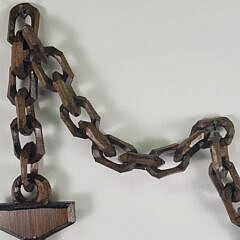 Vintage Carved Folk Art Wood Sailors Anchor and Chain Link Whimsy