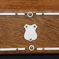 Antique Bone Decorated Oak Rectangular Box, 19th century