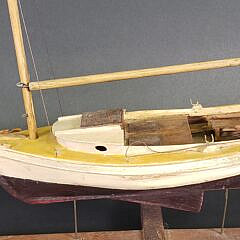 Antique/Vintage Diminutive Carved and Painted Sailboat Pond Model