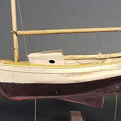 Antique/Vintage Diminutive Carved and Painted Sailboat Pond Model