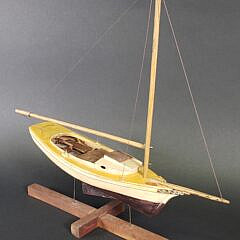 Antique/Vintage Diminutive Carved and Painted Sailboat Pond Model