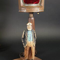 Pair of Vintage Carved and Painted Figural Port and Starboard Ships Light Lamp