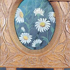 Antique Relief Carved and Stippled Easel form Picture Frame