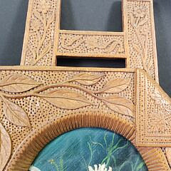 Antique Relief Carved and Stippled Easel form Picture Frame