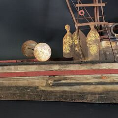 Vintage Signed Curtis Jere Tugboat Metal Wall Art Sculpture, 20th century