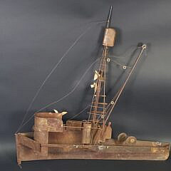 Vintage Signed Curtis Jere Tugboat Metal Wall Art Sculpture, 20th century