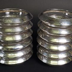 Set of Twelve Franke M. Whiting & Co Sterling Silver and Crystal Coasters