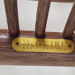 Set of Six McGuire Organic Bamboo Leather and Rattan Arm Chairs