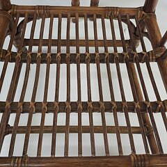 Set of Six McGuire Organic Bamboo Leather and Rattan Arm Chairs