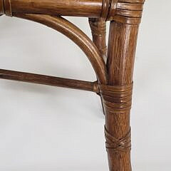 Set of Six McGuire Organic Bamboo Leather and Rattan Arm Chairs