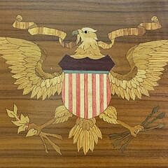 Vintage Multiwood Inlaid Eagle Hanging Wall Plaque, 20th century