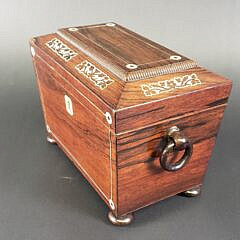 Antique Mother of Pearl Inlaid Double Compartment Tea Caddy, 19th century