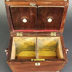 Antique Mother of Pearl Inlaid Double Compartment Tea Caddy, 19th century