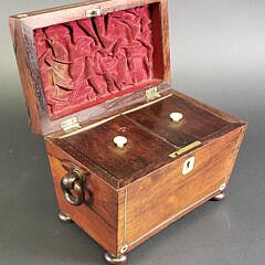 Antique Mother of Pearl Inlaid Double Compartment Tea Caddy, 19th century