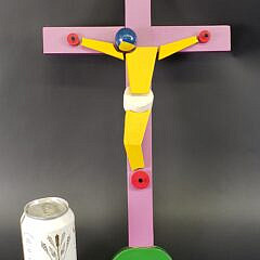 Vintage Donn Russell Carved and Painted Figural Jesus Crucifix Art Sculpture, 20th century