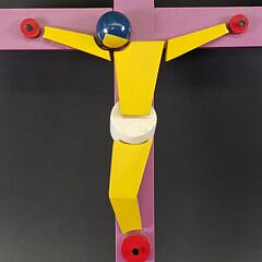 Vintage Donn Russell Carved and Painted Figural Jesus Crucifix Art Sculpture, 20th century