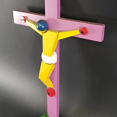 Vintage Donn Russell Carved and Painted Figural Jesus Crucifix Art Sculpture, 20th century