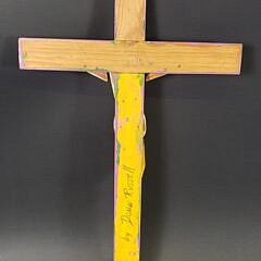 Vintage Donn Russell Carved and Painted Figural Jesus Crucifix Art Sculpture, 20th century