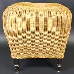 Pair of Palecek McGuire Style Rattan Woven Side Tables or Ottomans