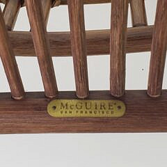 Pair of McGuire Organic Bamboo Leather and Rattan Arm Chairs
