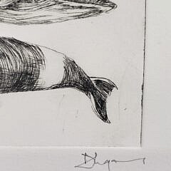 David Lazarus Black and White Etching “6 Whales”