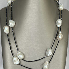 41684 Black Spinel Baroque Pearl Necklace A IMG_9118