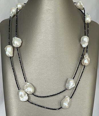 41684 Black Spinel Baroque Pearl Necklace A IMG_9118