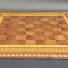 Antique Multiwood Inlaid Gameboard, 19th century