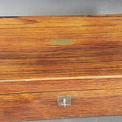 Antique Exotic Wood Brass Bound Campaign Lap Desk, 19th century