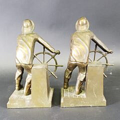Pair of Jennings Brothers Bronze Clad Figural Gloucester Fisherman Bookends, 20th century