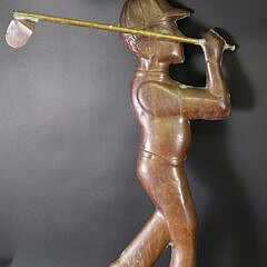 Vintage Figural Copper Animated Golfer Weathervane, 20th century