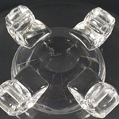 John Dreves Large Signed Steuben Clear Crystal Scroll Footed Bowl, 20th century