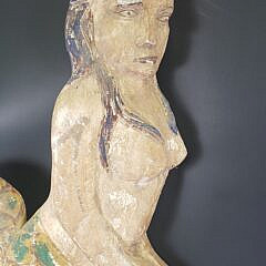 Vintage Carved and Painted Mermaid Ships Figurehead, 20th Century