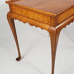 Antique Tiger Maple Gallery Top Side Table, circa 1920s