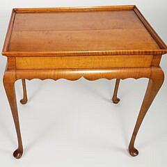 Antique Tiger Maple Gallery Top Side Table, circa 1920s