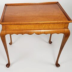Antique Tiger Maple Gallery Top Side Table, circa 1920s