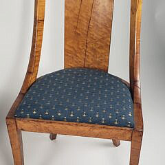 Pair of Antique Tiger and Birdseye Maple Empire Dining Chairs, 19th century