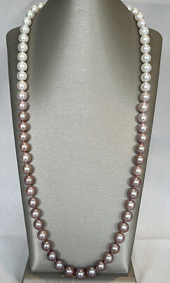 42-4960 White Pink Ombre Fresh Water Pearl Necklace A IMG_8987