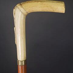 Antique Whalebone Belt Buckle Form Lady’s Cane, 19th century